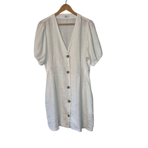 Aritzia Wilfred Caprice White 100% Linen Dress Size Large - Picture 2 of 12